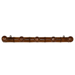 Antique French Cherry Five Peg Hat Rack, circa 1920