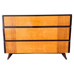 Vintage Art Deco Curly Maple and Mahogany Dresser by R-Way