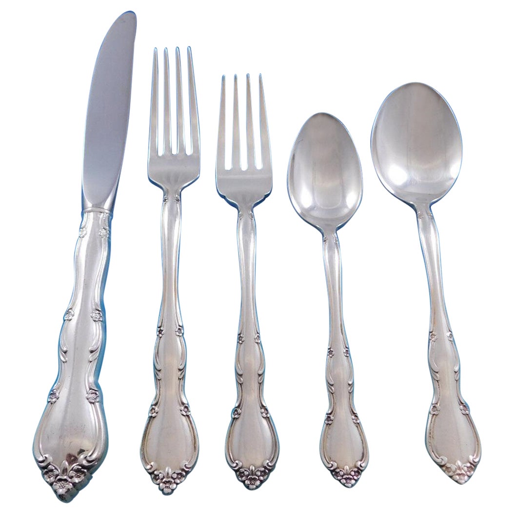 Rose Tiara by Gorham Sterling Silver Flatware Set for 12 Service 65 Pieces For Sale