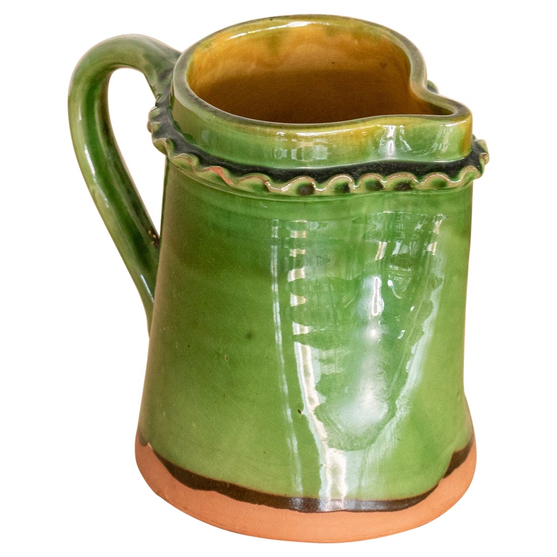 French Green Ceramic Pitcher