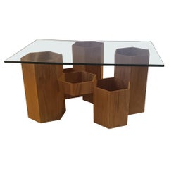 Studio Apotroes Solid Wood Honeycomb Coffee Table for Small Spaces Walnut