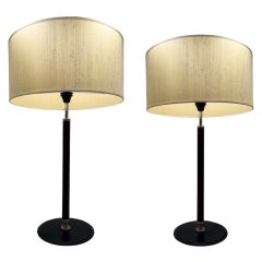 Vintage Pair, Arte Flash for Natuzzi “Ludovica” Leather Wrapped Table Lamps. Hollywood