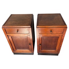 Antique Great Pair of Oak & Ebonized Dutch Arts & Crafts Bedside Tables / Nightstands
