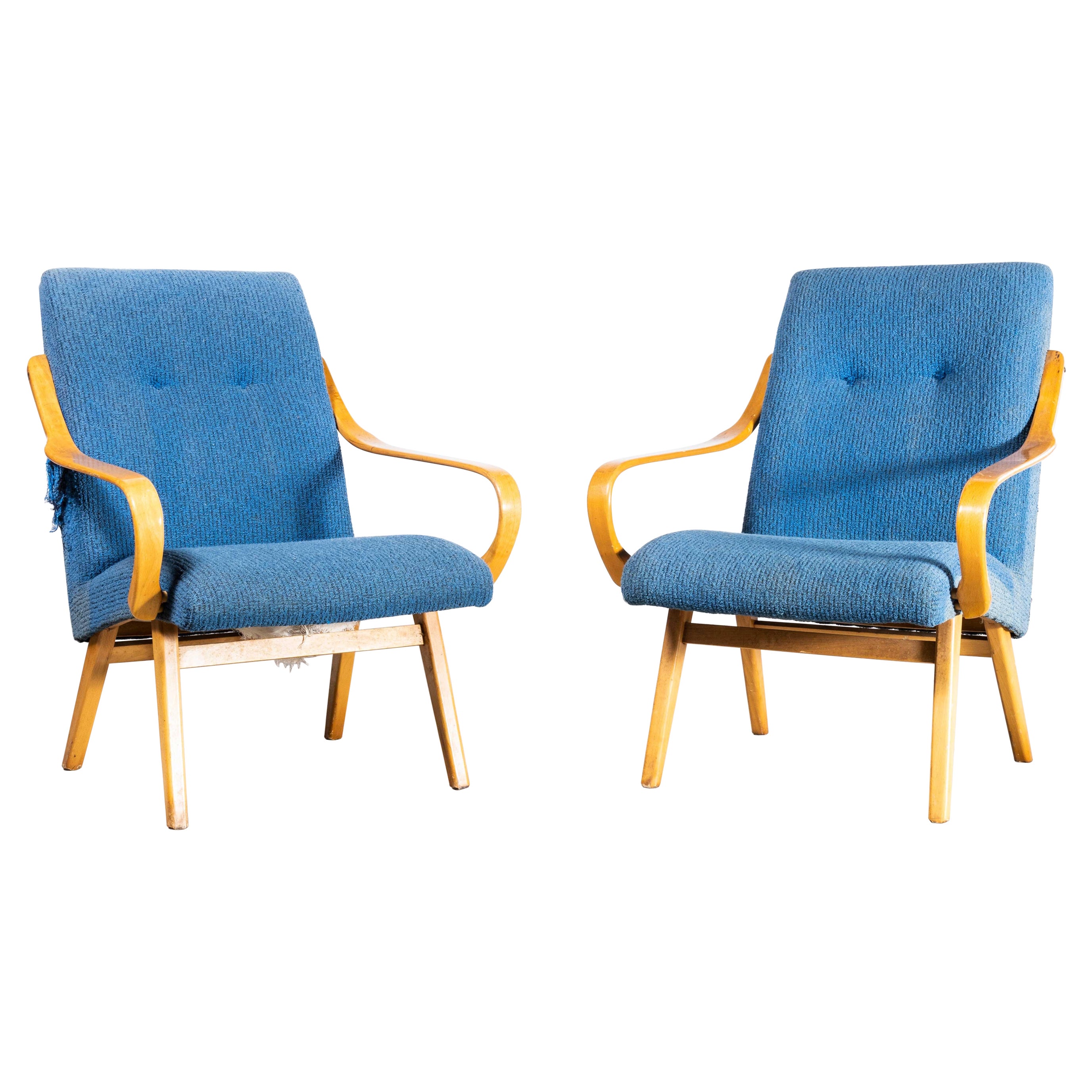 Paire de fauteuils d'origine Jaroslav Smidek en bleu poudre des années 1950