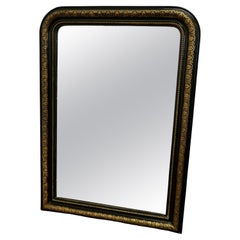 French 19th Century Black and Detailed Gold Louis Philippe Mirror 