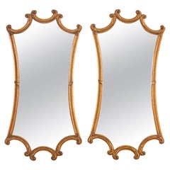 Pair of French Regency Cartouche Shaped Giltwood Mirrors