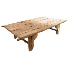 Table en bois des années 1980 fabriquée avec une porte ancienne 