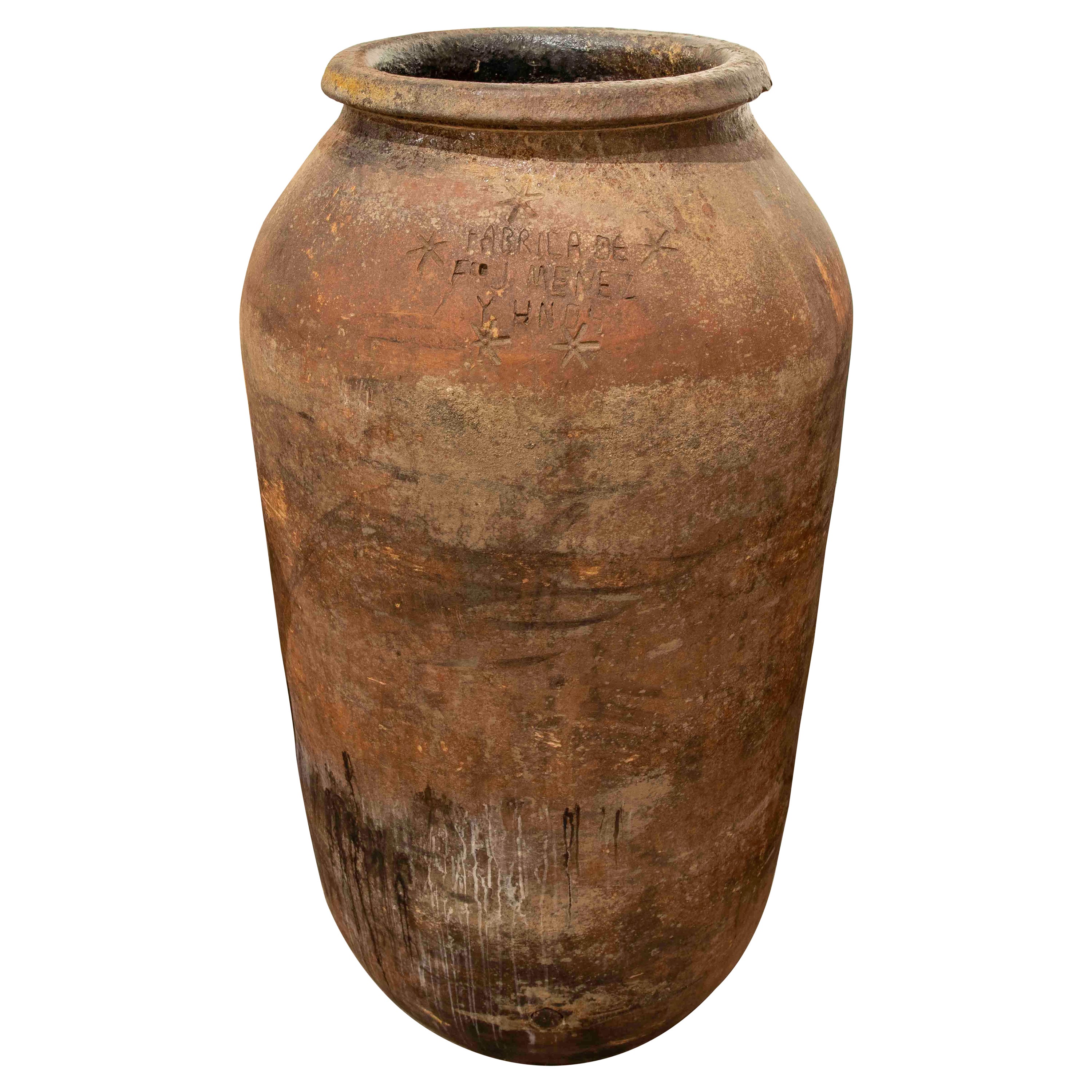 1930s Spanish Handmade Ceramic Wine Jar Sealed by the Manufacturer For Sale