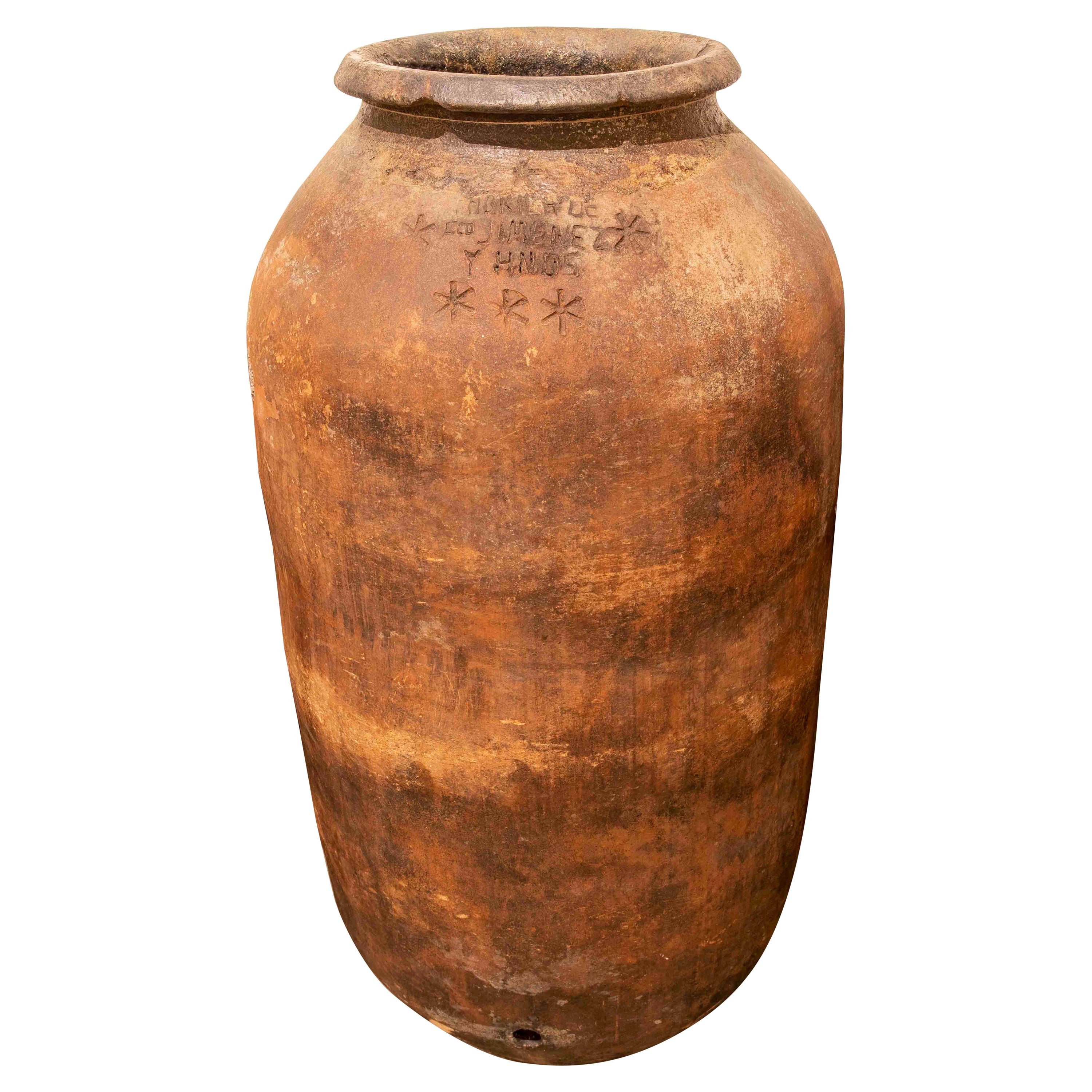 1930s Spanish Handmade Ceramic Wine Jar Sealed by the Manufacturer For Sale