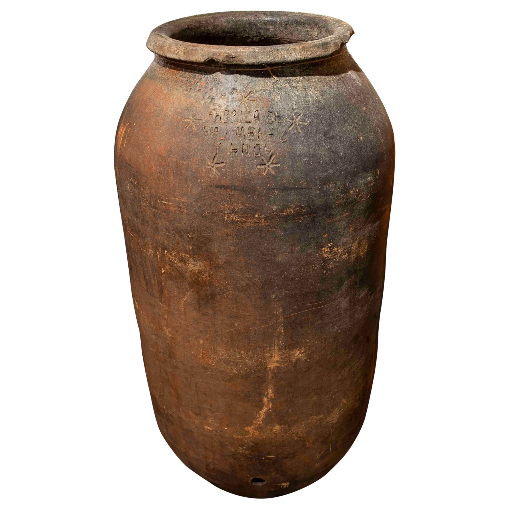 1930s Spanish Handmade Ceramic Wine Jar Sealed by the Manufacturer