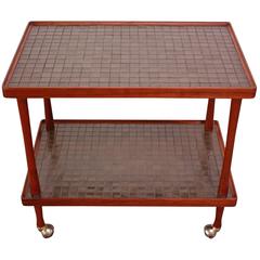 Two-Tiered Martz Ceramic Tile and Walnut Teacart 4