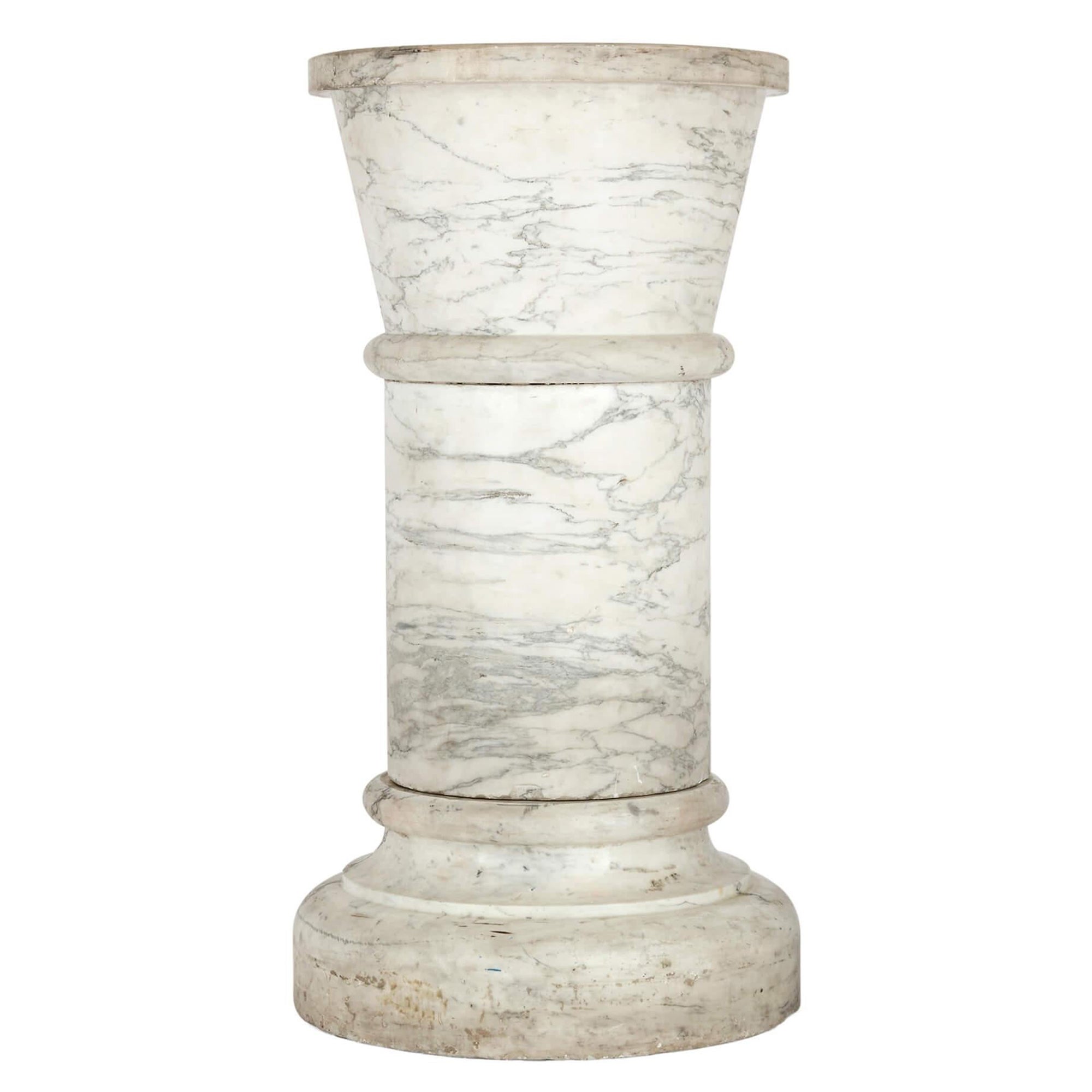 Large 19th Century Neoclassical Style White Marble Pedestal