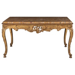 18th Century French Louis XV Giltwood Marble Top Table