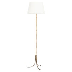Lampadaire en laiton et bambou