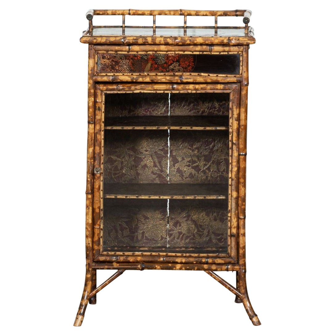 19th Century English Glazed Bamboo Bookcase Cabinet