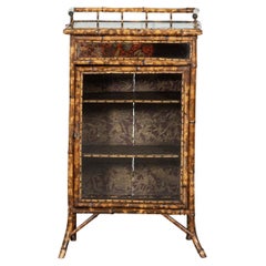 Antique 19th Century English Glazed Bamboo Bookcase Cabinet