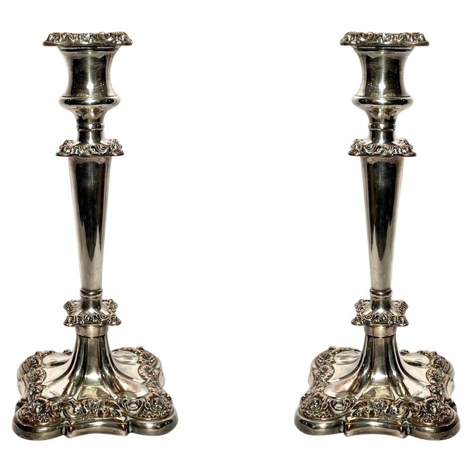 Pair Antique Sheffield Candlesticks, circa 1860-1870 For Sale