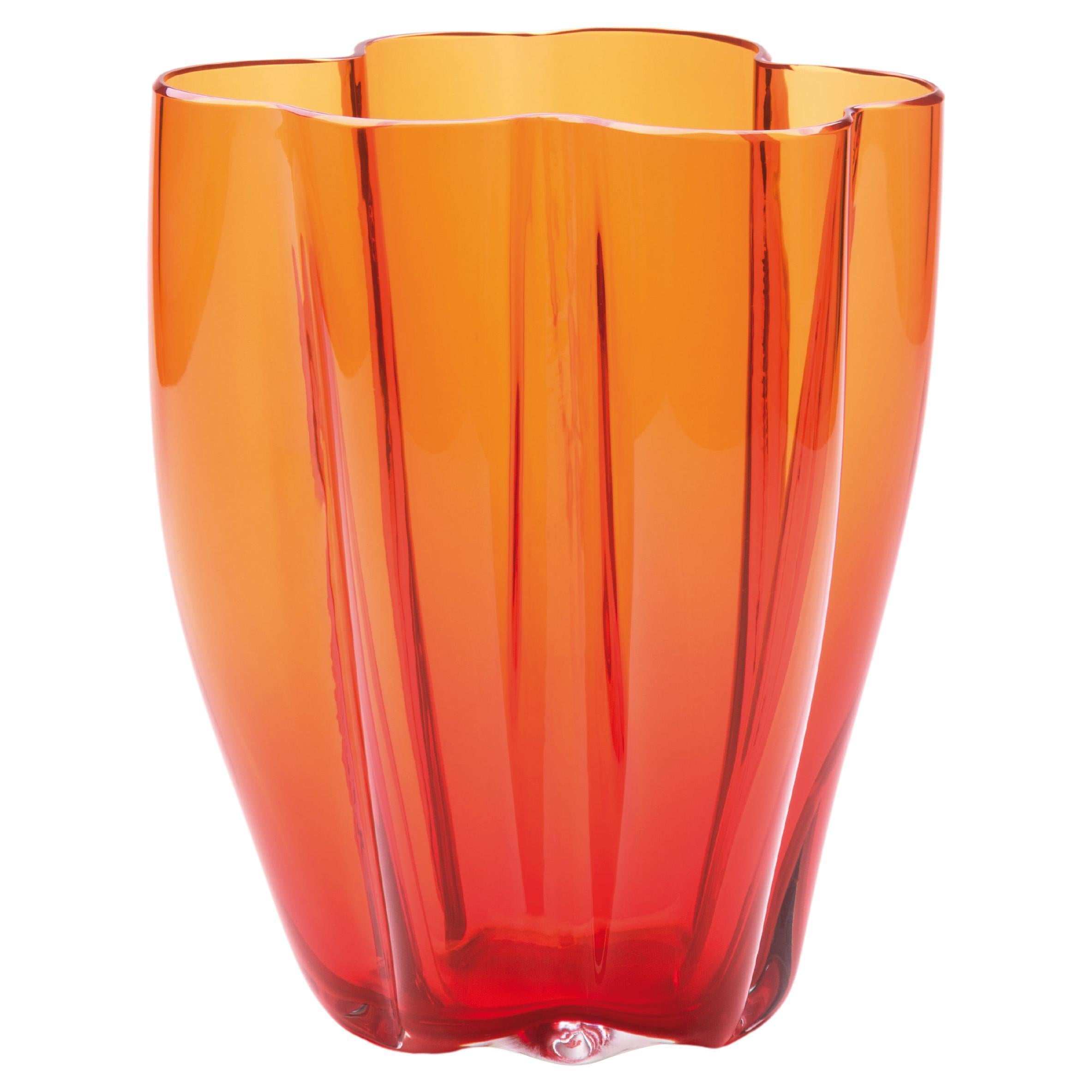 Petalo Orange Large Vase by Purho For Sale