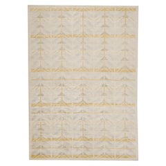 Rug & Kilim’s Scandinavian-Style Rug with Gold & Beige Geometric Patterns 