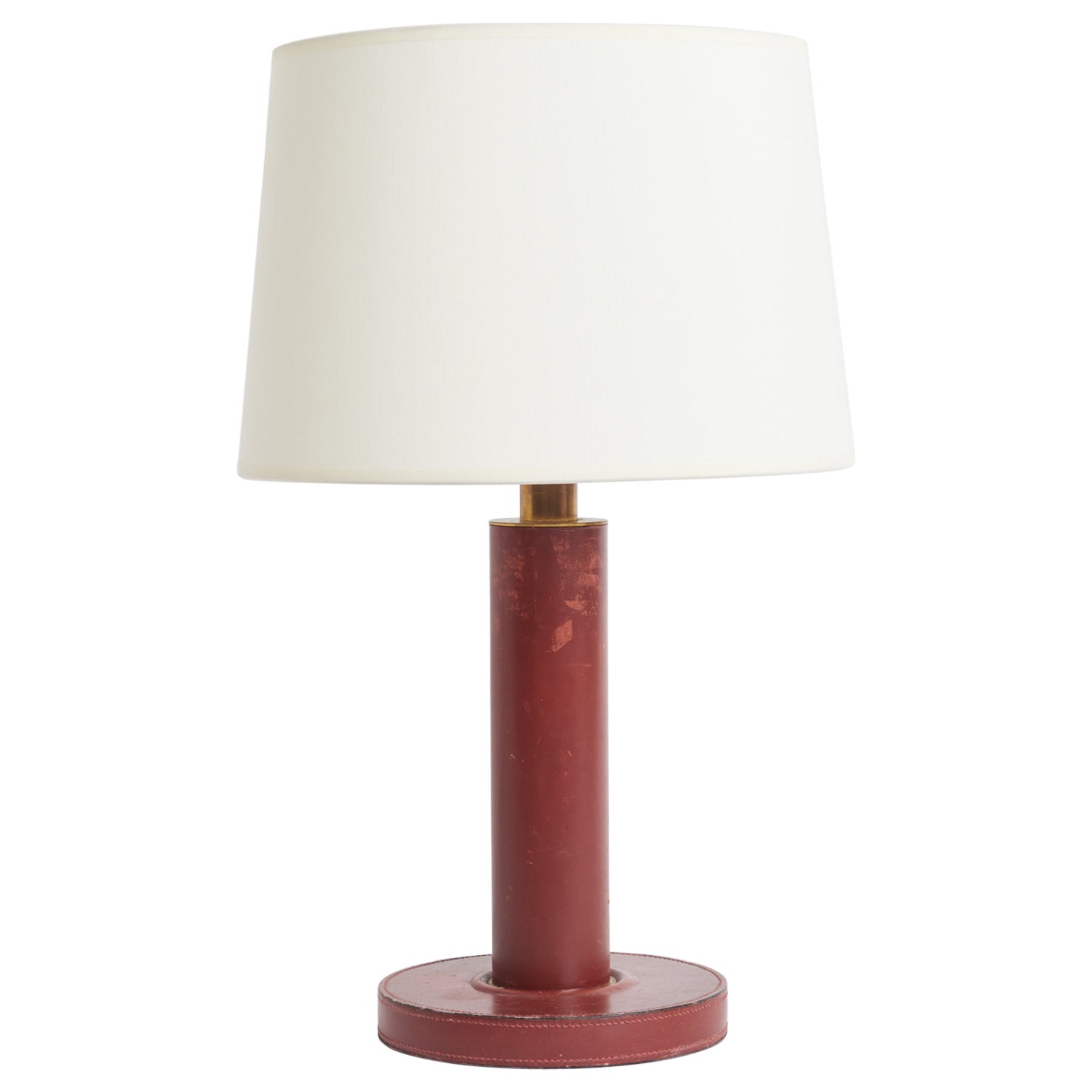 Lampe de table Art déco en cuir rouge