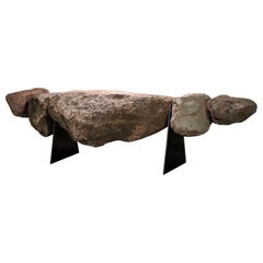 Sculptural Stone and Iron Functional Art Bench by William Stuart for Costantini 