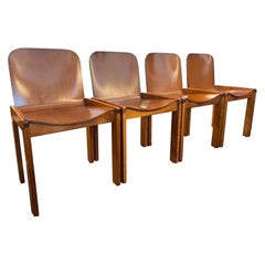 Set of four low back dining chairs in solid cherrywood