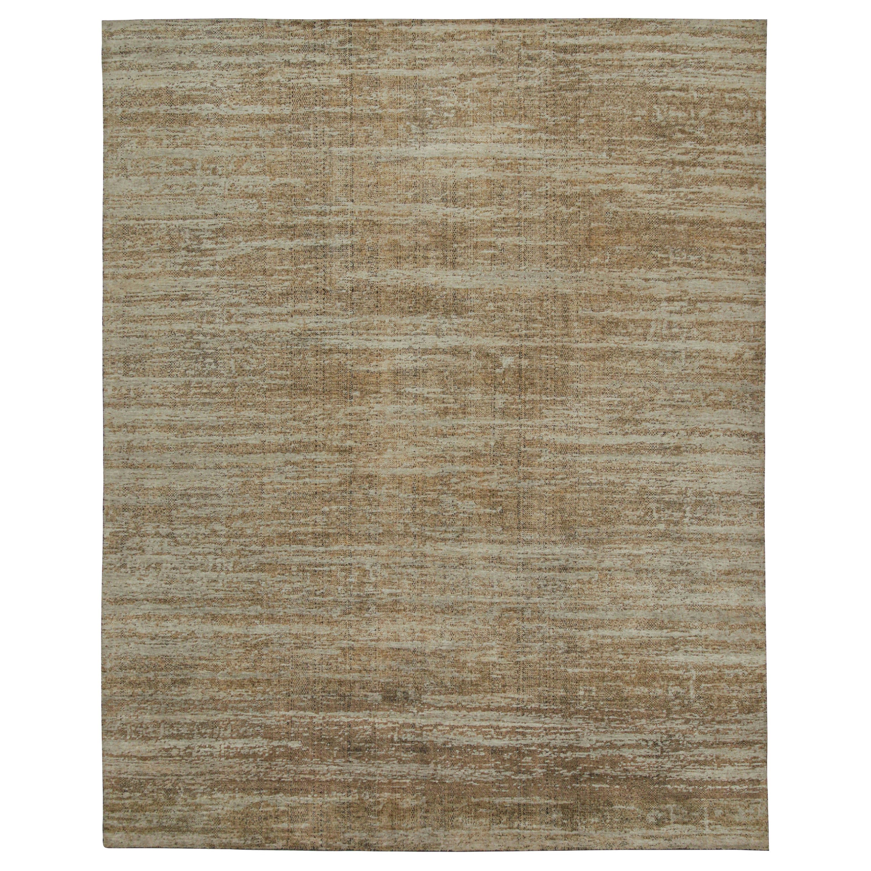 Rug & Kilim’s Abstract Rug in Beige-Brown and Black Geometric Patterns For Sale