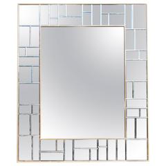 Contemporary 1980s French Oversized Mirror with Gilt and Mosaic Mirror Frame 3
