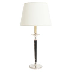 Silvered and Leather Table Lamp