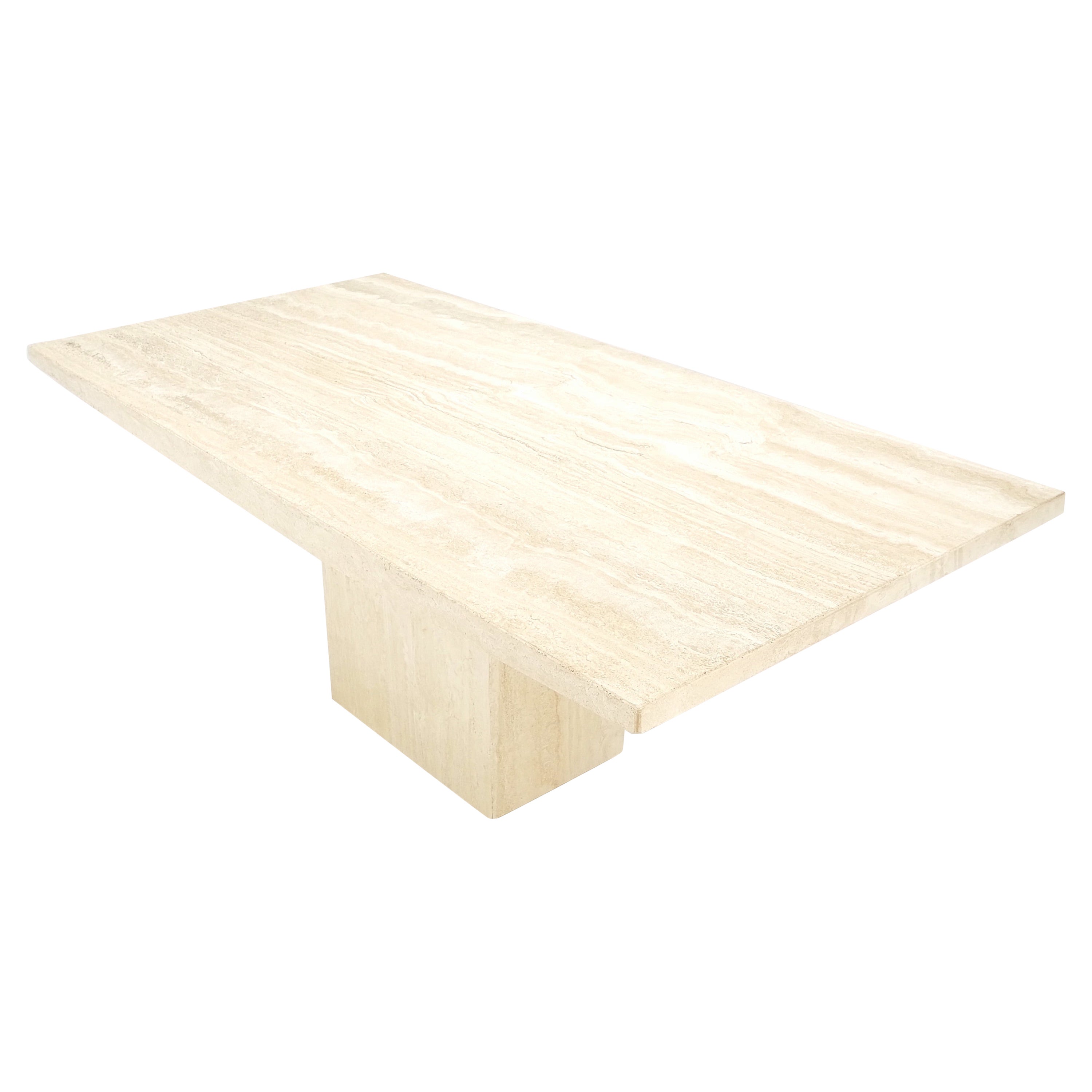 Large Rectangle Single Pedestal Travertine Dining Table For Sale at 1stDibs