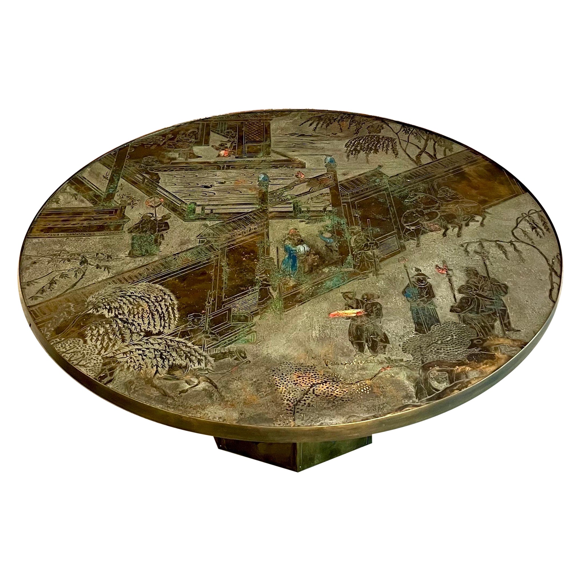 Philip and Kelvin LaVerne Chan Bronze and Pewter Coffee Table, Mid-20th Century For Sale