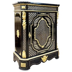 Antique Cabinet in Boulle Marquetry and Queen Marquetry, Napoleon III Period