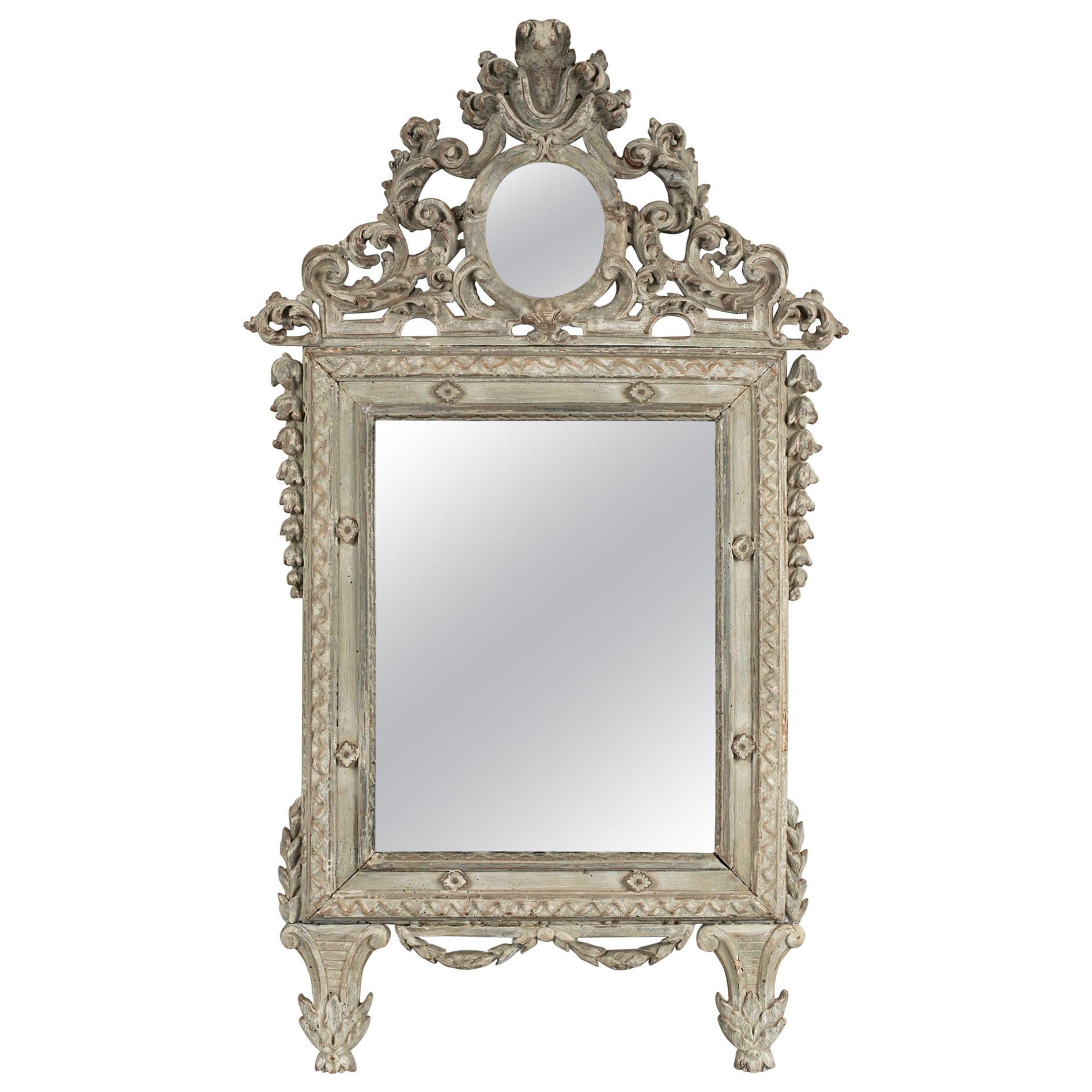 18th Century Italian Louis XV  Painted Mirror For Sale