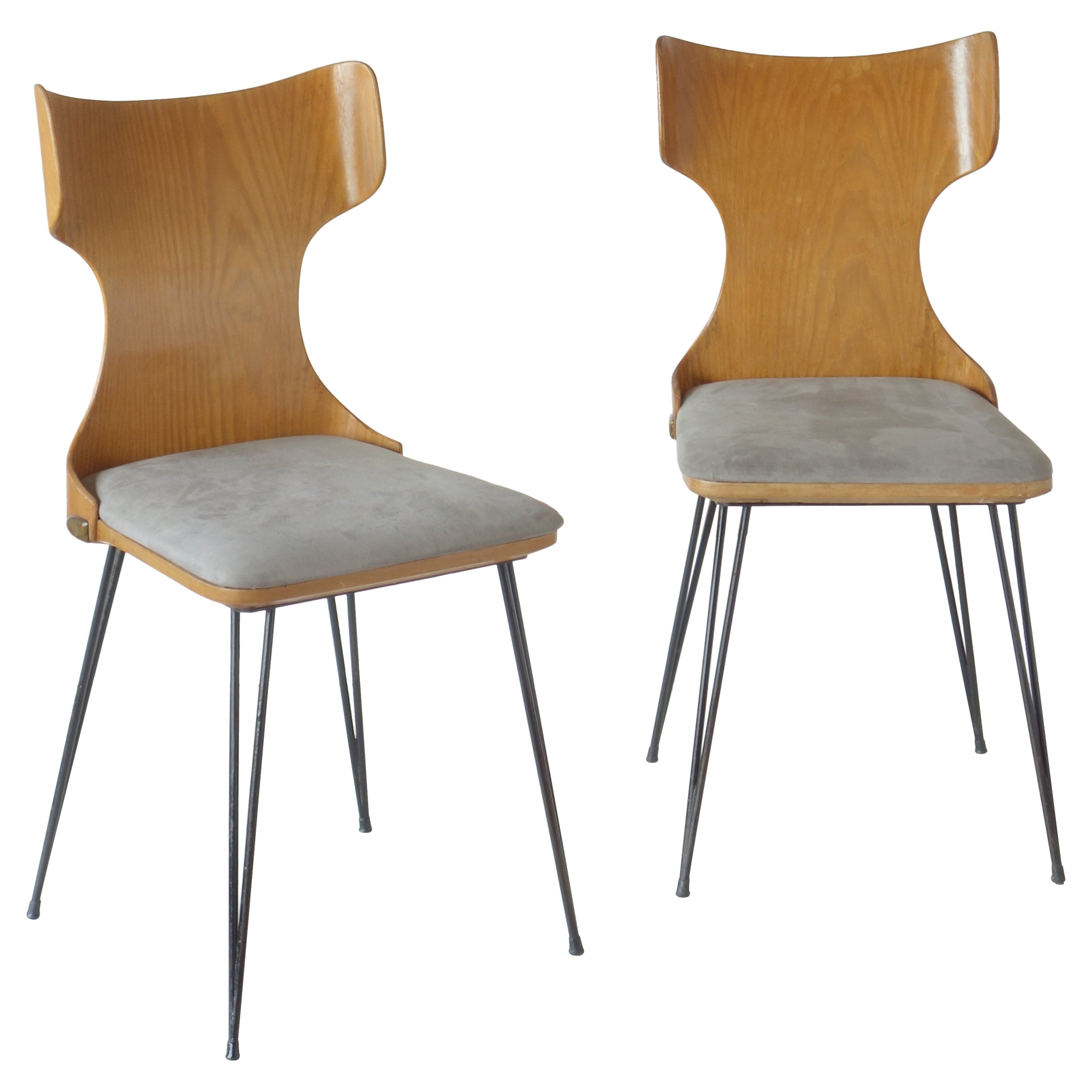 1950s Carlo Ratti Italian Midcentury Design Bentwood Chair Set of 2 For Sale