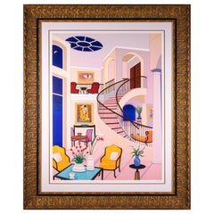 Fanch Ledan Interior with Klimt Signed Contemporary Serigraph on Paper Framed