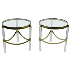 Pair of Lucite & Brass Side Tables by Charles Hollis Jones "Classic Wolf Table"