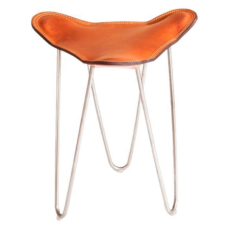 Hazelnut and Steel Trifolium Stool by OxDenmarq For Sale