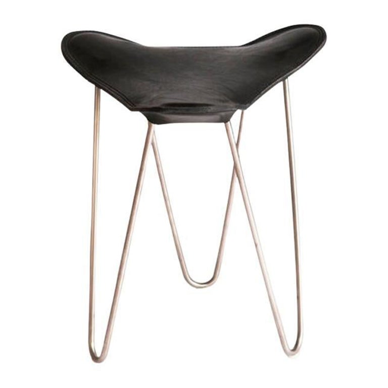 Black and Steel Trifolium Stool by Ox Denmarq For Sale
