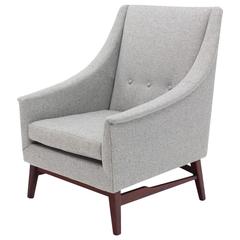 Newly Upholstered Danish Modern Lounge Chair Walnut Base 2