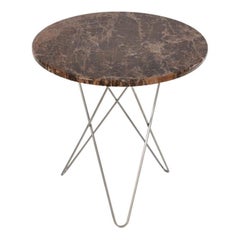 Brown Emperador Marble and Steel Tall Mini O Table by Ox Denmarq