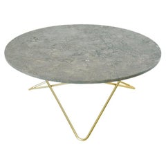 Grande table O en marbre gris et laiton par OxDenmarq
