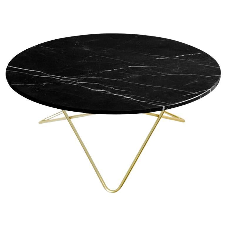 Black Marquina Marble and Brass Large O Table by OxDenmarq For Sale