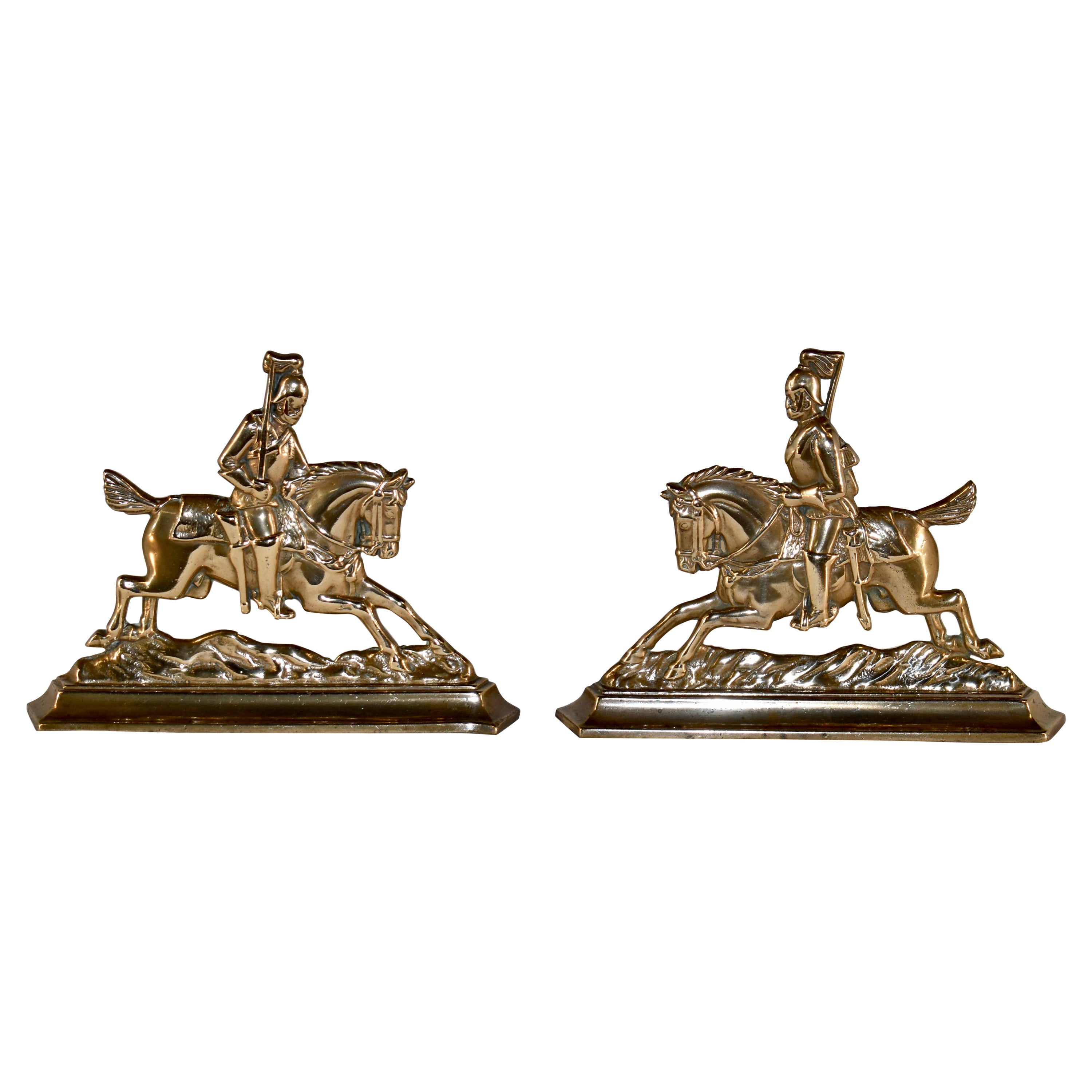 Pair of 19th Century Brass Mantle Decorations For Sale