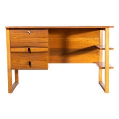 1950s Rich Honey Sapele Desk with Three Drawer Cluster