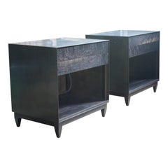 Oxide Blackened Steel and Walnut Nightstand with Integrated Power Bocci 22system