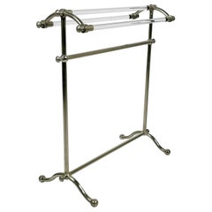 Vintage Lucite & Nickel Freestanding Towel Holder