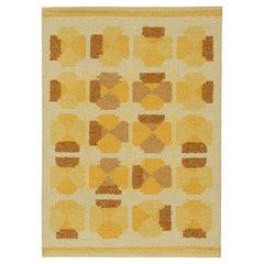 Rug & Kilim’s Scandinavian Style Kilim with Gold-Brown Geometric Patterns