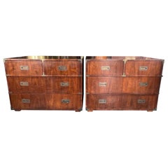 Pair of Classic Campaign Dressers by Henredon