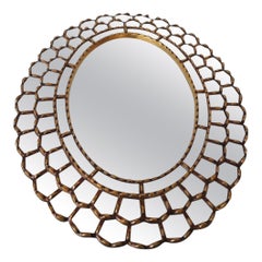 Gold Leaf and Wood Oval Peruvian Mirror