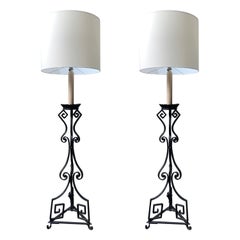 Pair of French Iron Floor Lamps, circa 1940 